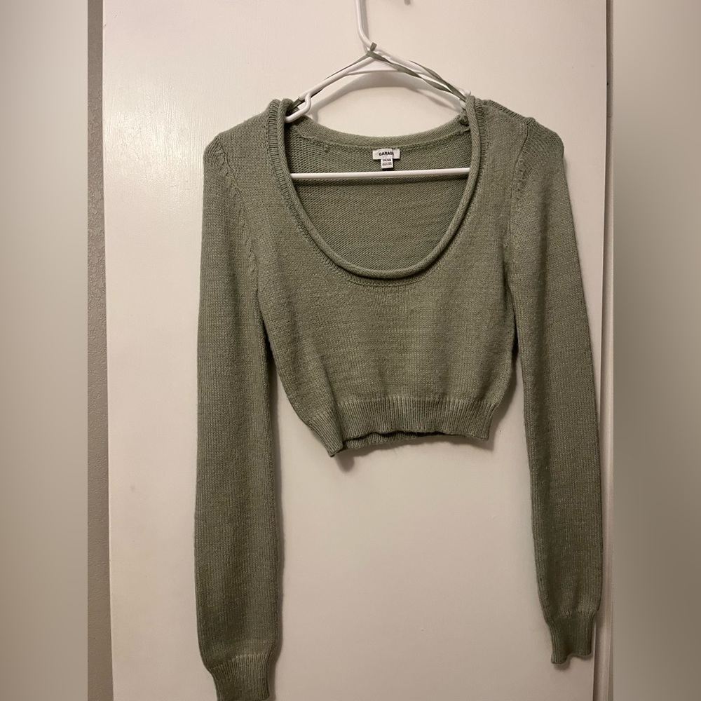 Garage Long Sleeve cropped sweater stage green